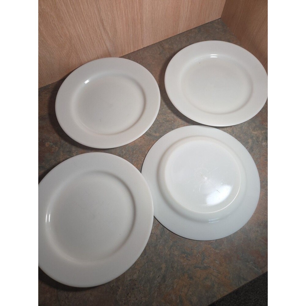 Vintage Crown Corning Milk Glass 9" Dinner Plate Lot of 4 White 1950’s